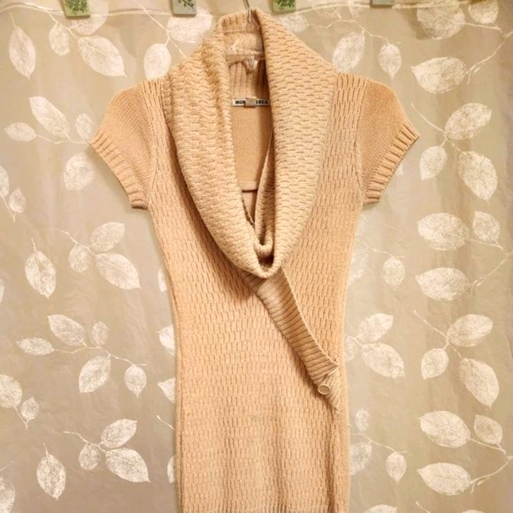 Knit Beige Short Sleeve Dress - Womens/Teens